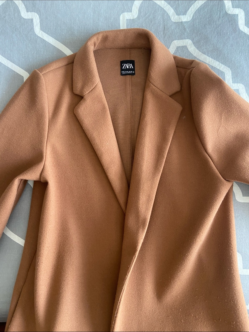 Zara Camel/Tan Wool-Blend Trench Coat